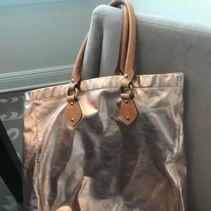 J Crew Rose Gold leather shopper